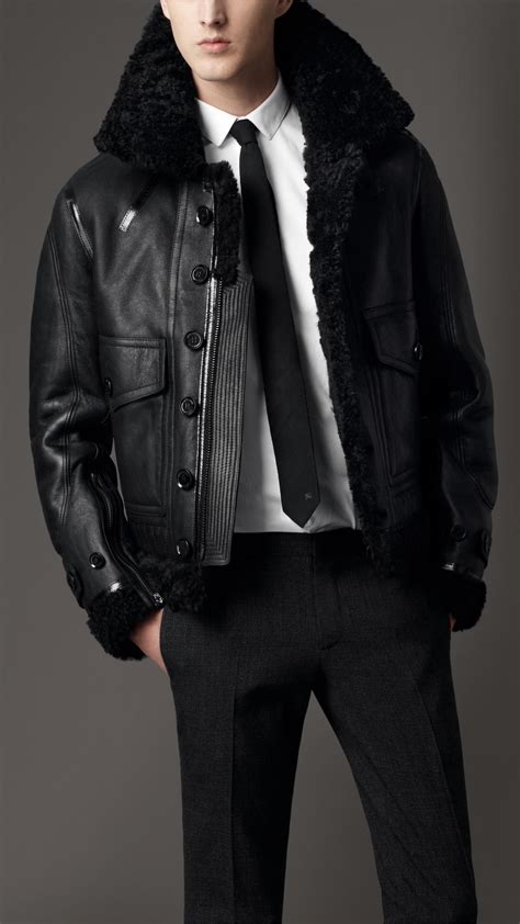 burberry oversized shearling jacket|Burberry leather jacket men's.